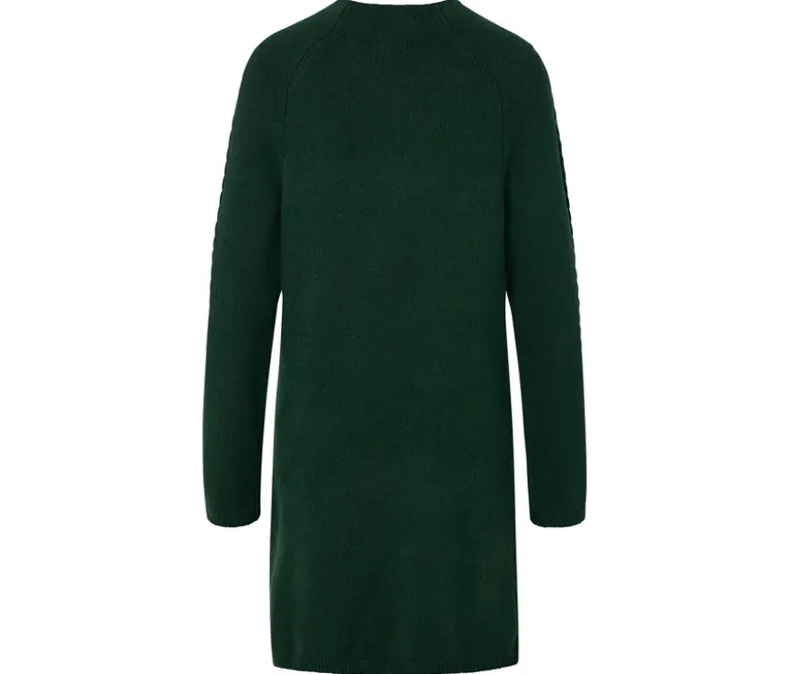 Strickkleid mit Zopfmuster, dunkelgrün