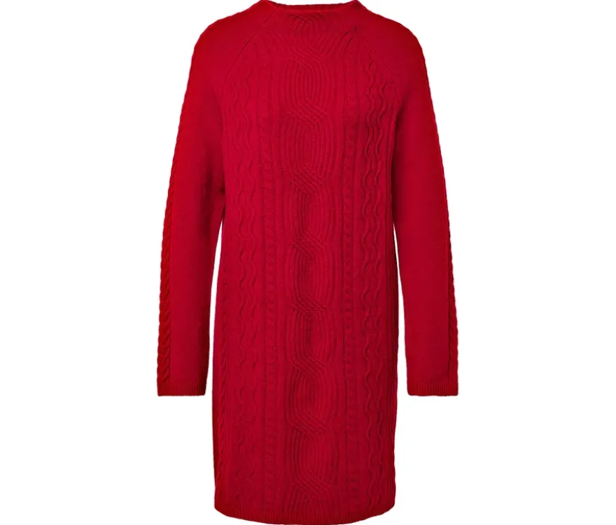 Strickkleid mit Zopfmuster, rot