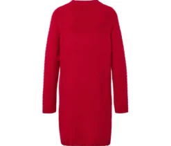 Strickkleid mit Zopfmuster, rot