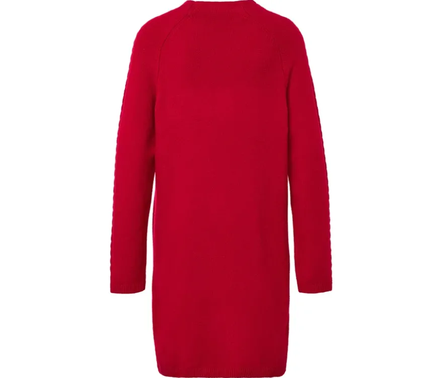 Strickkleid mit Zopfmuster, rot