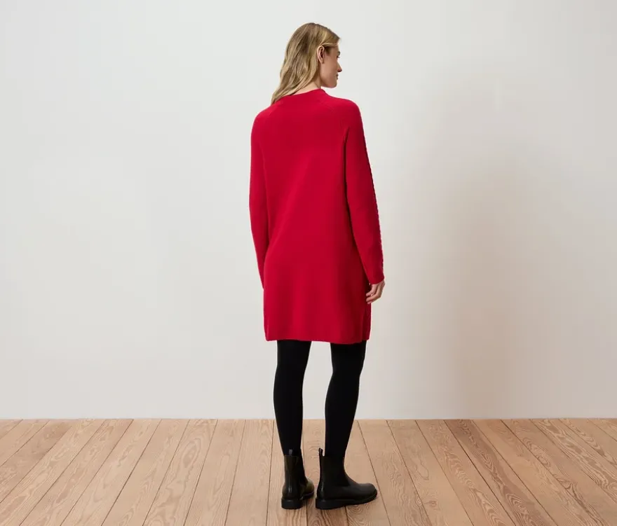 Strickkleid mit Zopfmuster, rot