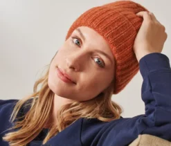 Strickmütze mit Wolle, orange