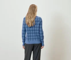 Strickpullover mit Hahnentritt-Jacquard