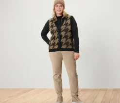 Strickweste mit Hahnentritt-Jacquard