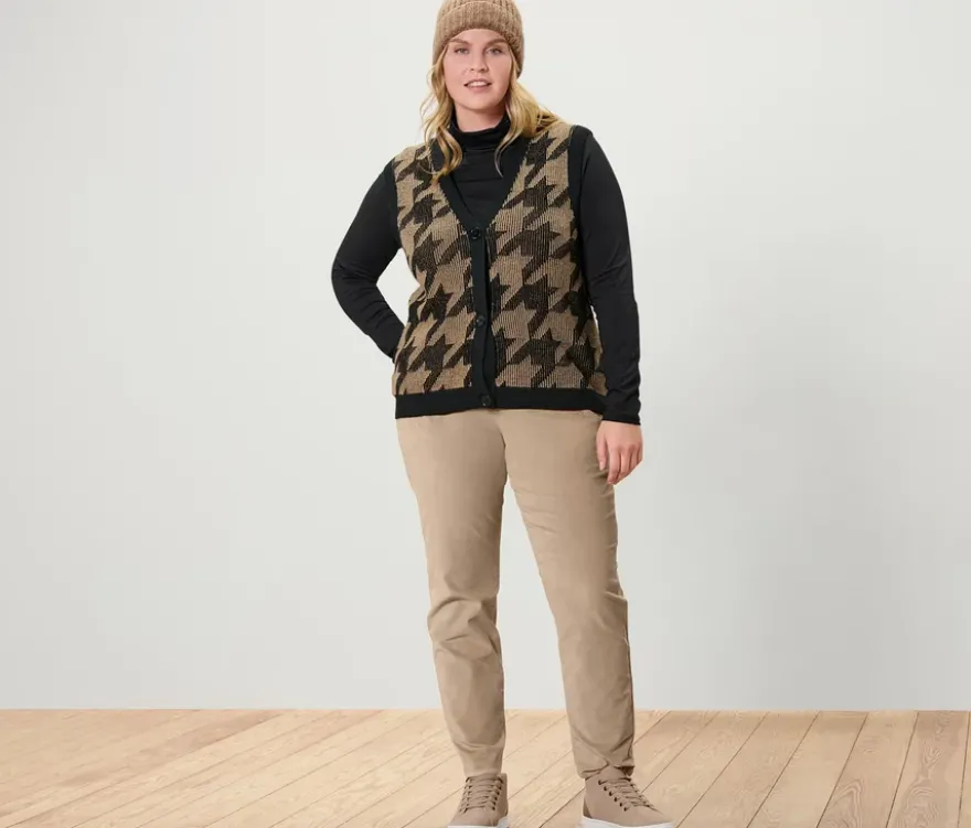 Strickweste mit Hahnentritt-Jacquard