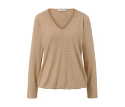 Strukturiertes Langarmshirt, camel