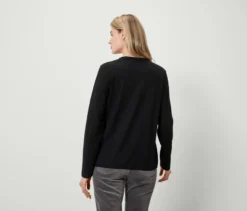 Strukturiertes Langarmshirt, schwarz