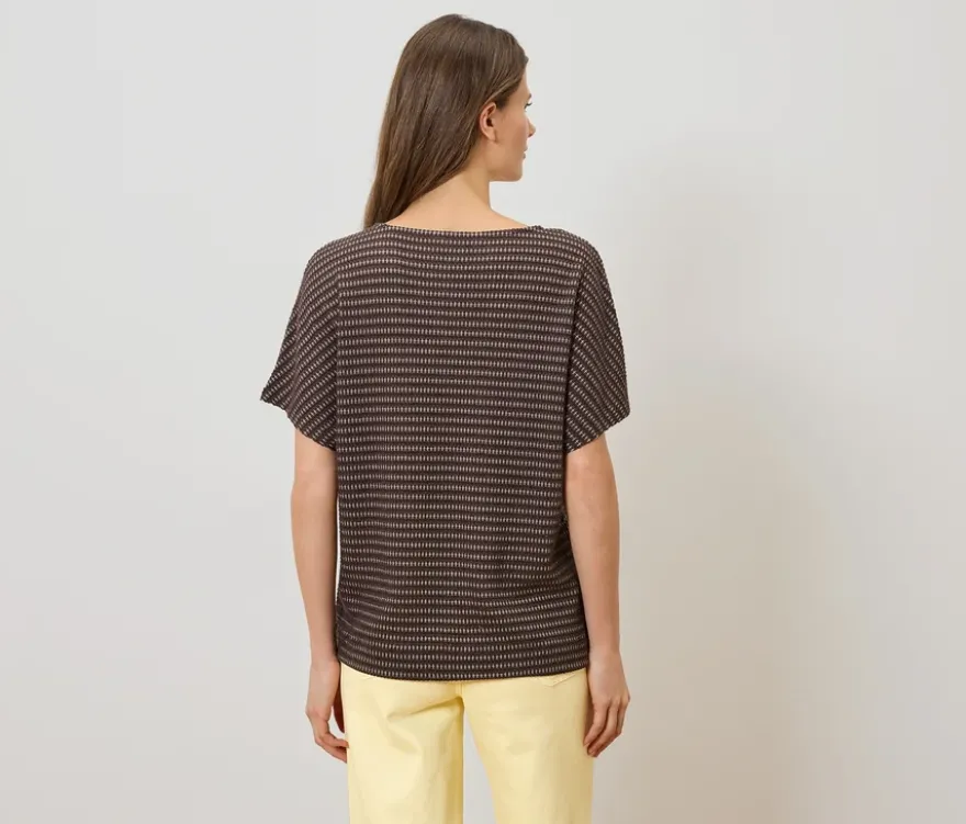Strukturiertes Shirt, braun-creme