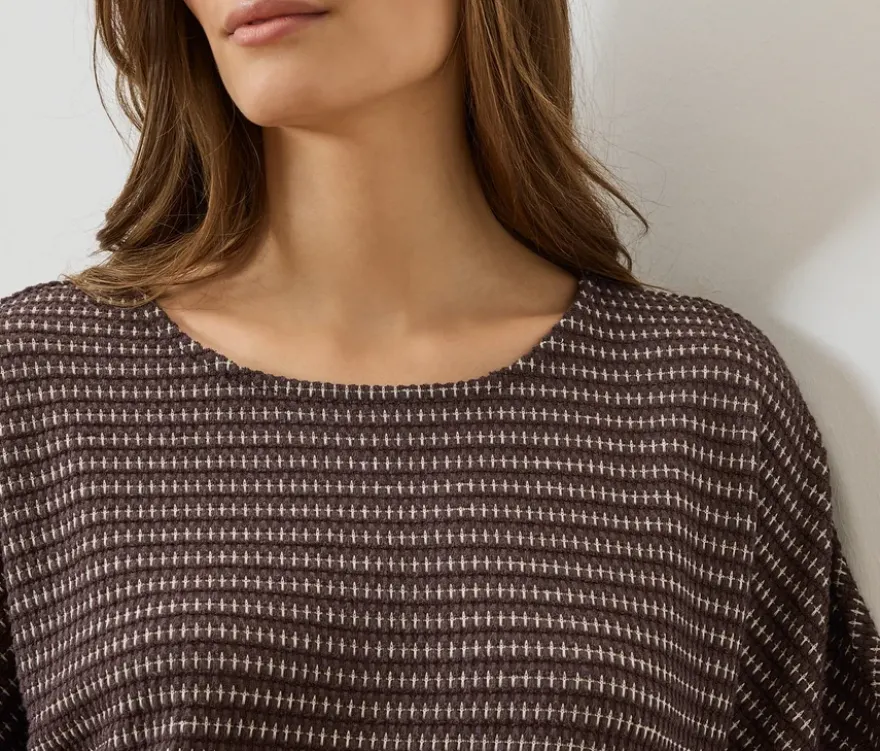 Strukturiertes Shirt, braun-creme