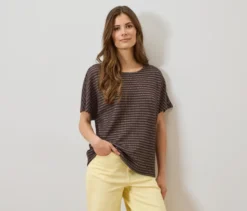 Strukturiertes Shirt, braun-creme