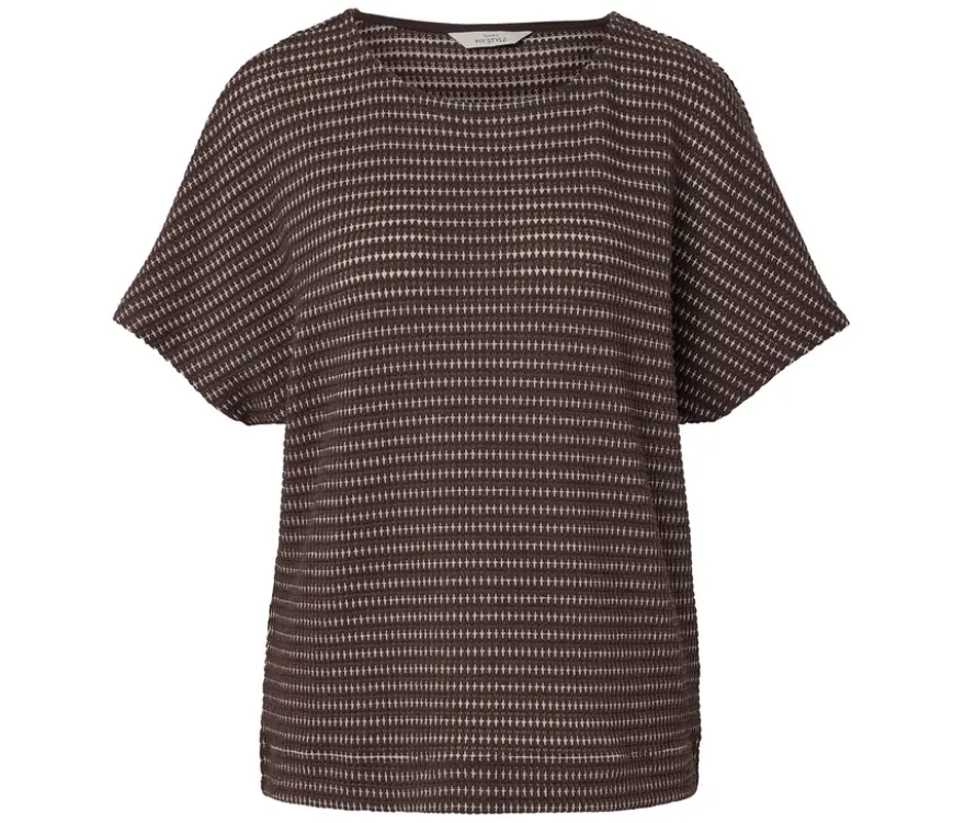 Strukturiertes Shirt, braun-creme