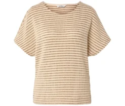 Strukturiertes Shirt, creme-braun