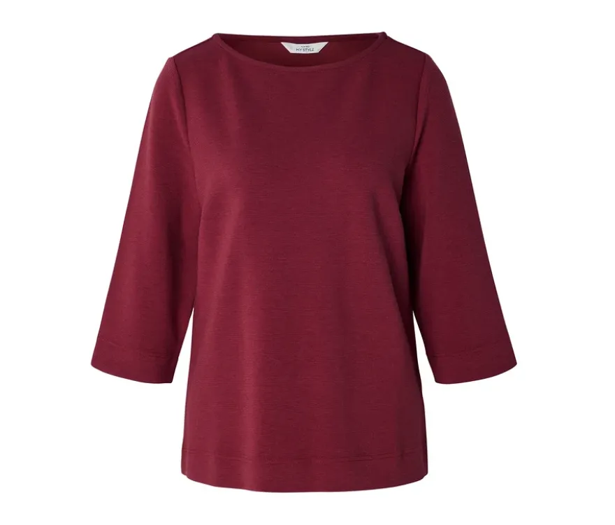 Strukturiertes Shirt, dunkelrot