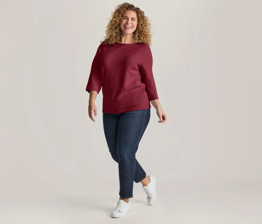 Strukturiertes Shirt, dunkelrot