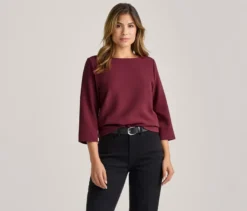 Strukturiertes Shirt, dunkelrot