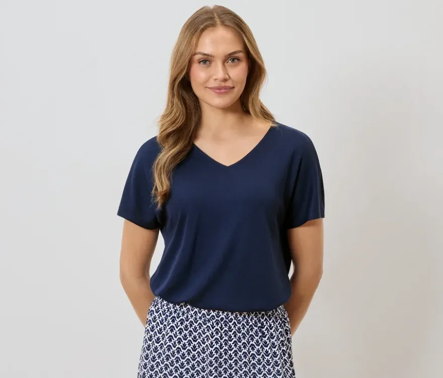 Strukturiertes Shirt, dunkelblau