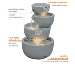 4-stufiger LED-Gartenbrunnen »Rama«