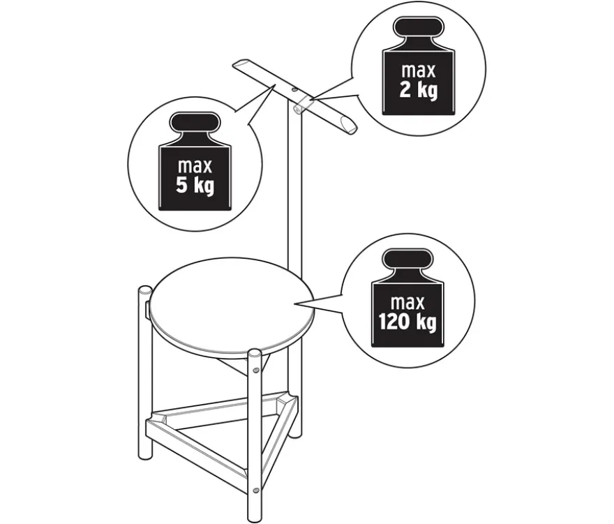 Stummer Diener mit Hocker aus Massivholz