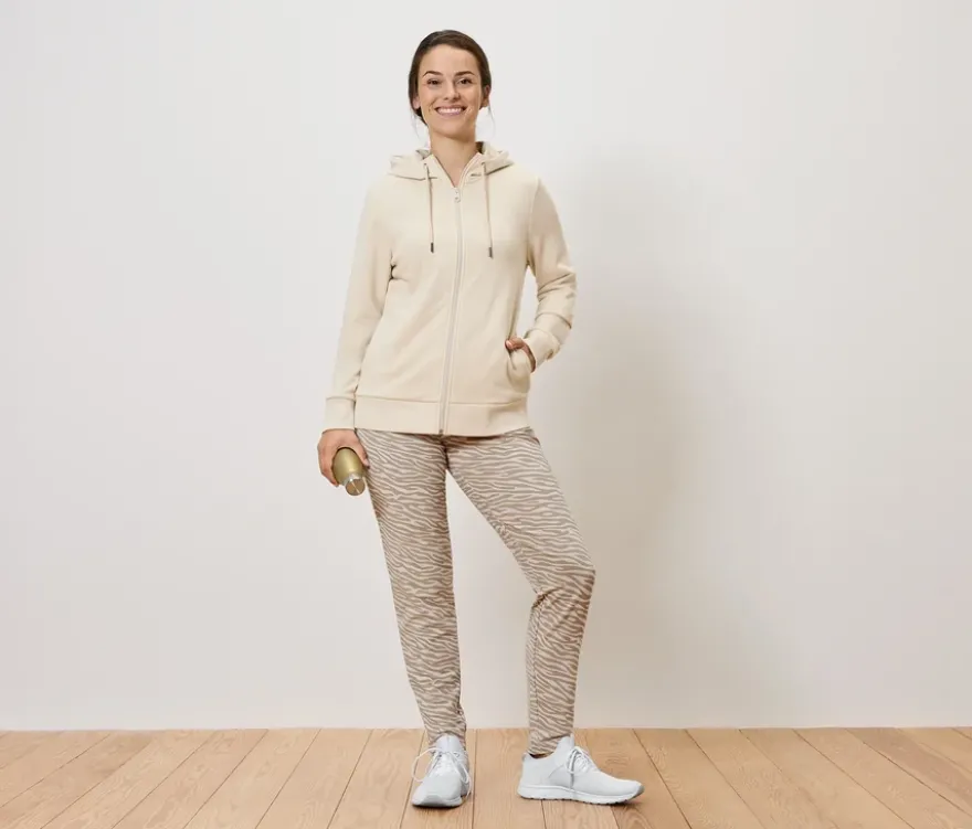 Sweathose, beige-weiß