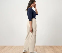 Sweathose mit Cargo-Taschen, cremeweiß