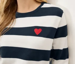 Sweatshirt, dunkelblau-weiß gestreift