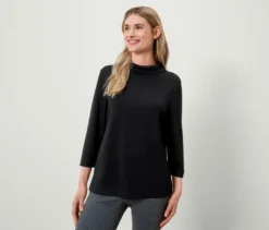 Sweatshirt mit Stehkragen, schwarz