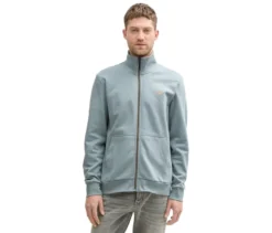Tom Tailor Sweatjacke mit Stehkragen, Grey Mint