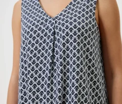 Top mit Falten-Detail, Minimal-Alloverprint