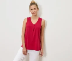 Top mit Falten-Detail, rot