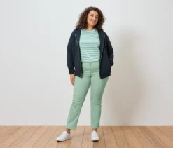 T-Shirt, mint-weiß gestreift
