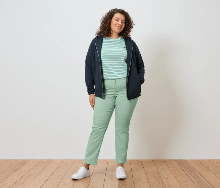 T-Shirt, mint-weiß gestreift