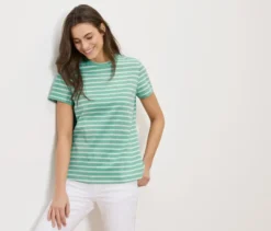 T-Shirt, mint-weiß gestreift