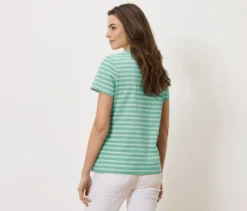 T-Shirt, mint-weiß gestreift