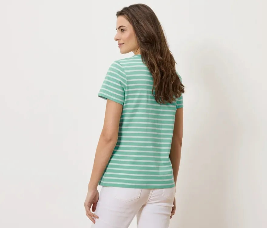 T-Shirt, mint-weiß gestreift