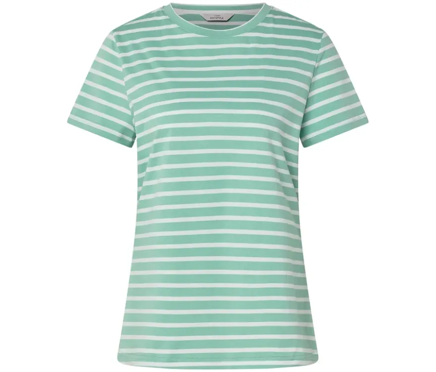 T-Shirt, mint-weiß gestreift