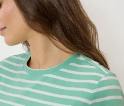 T-Shirt, mint-weiß gestreift