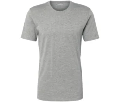 2 T-Shirts, hellgrau meliert, navy-hellgrau meliert gestreift