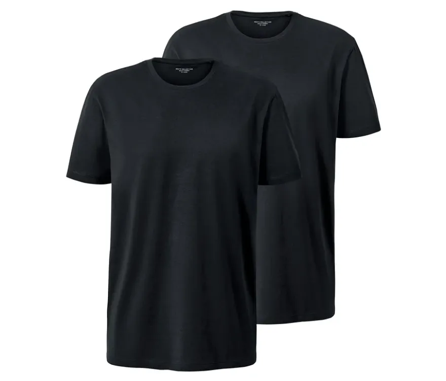 2 T-Shirts mit Rundhalsausschnitt, schwarz
