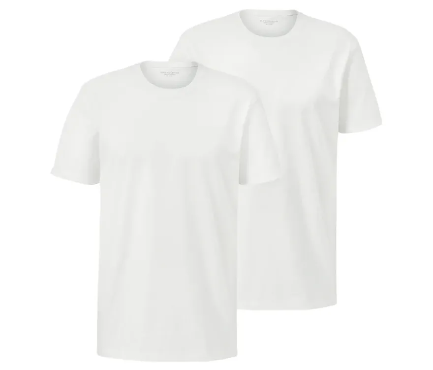 2 T-Shirts mit Rundhalsausschnitt, weiß
