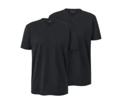 2 T-Shirts mit V-Ausschnitt, schwarz