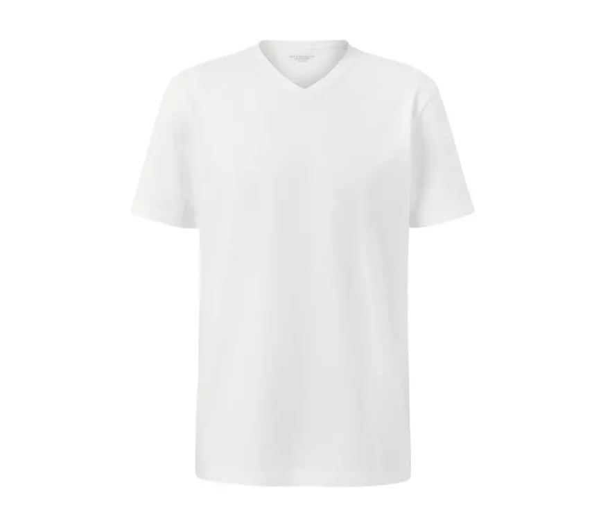 2 T-Shirts mit V-Ausschnitt, weiß