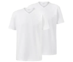2 T-Shirts mit V-Ausschnitt, weiß