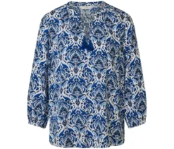 Tunika-Bluse, blauer Alloverprint