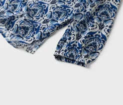 Tunika-Bluse, blauer Alloverprint