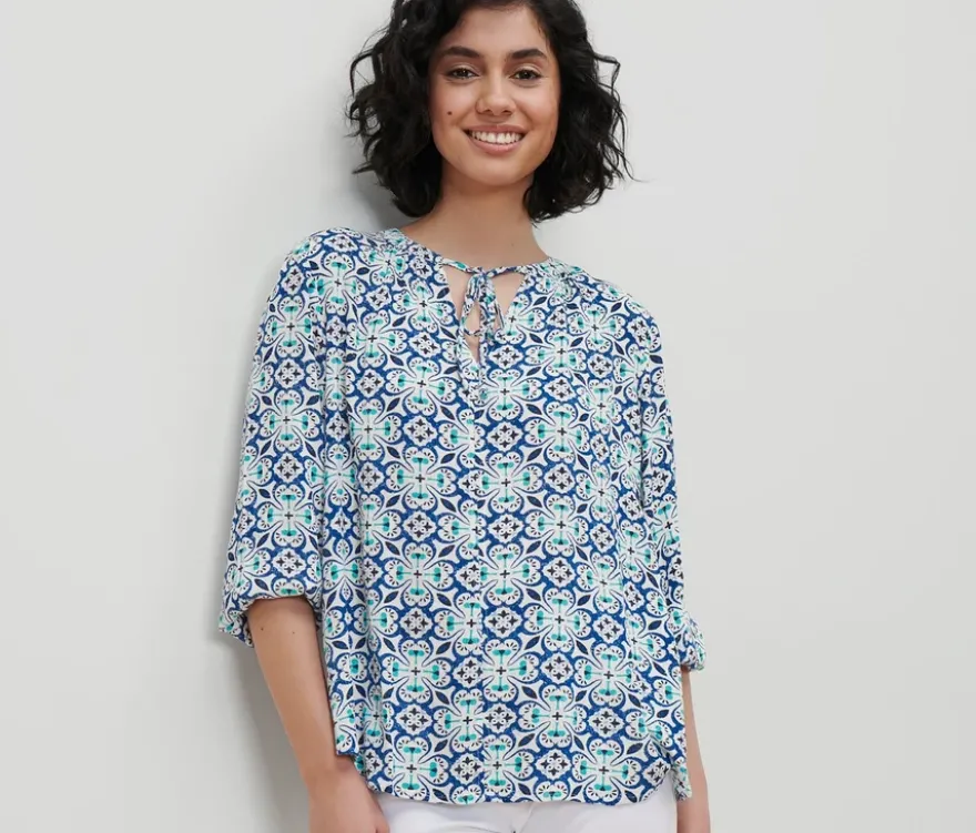 Tunika-Bluse mit Alloverprint