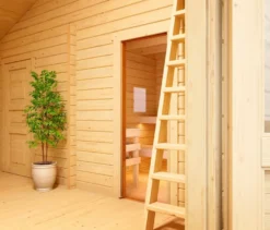 Weka Wochenendhaus »Hamburg« mit Sauna und Aufbau, 70 mm, anthrazit
