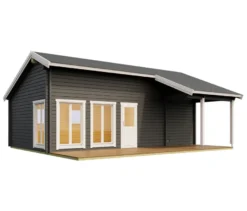 Weka Wochenendhaus »Hamburg« mit Sauna und Aufbau, 70 mm, anthrazit