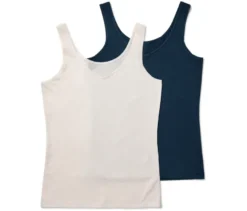 2 Wende-Hemdchen, dunkelblau und creme