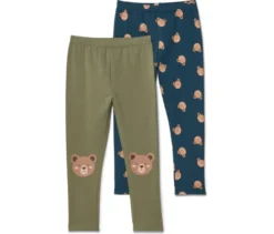 2 wärmende Kinder-Leggings mit angerauter Innenseite