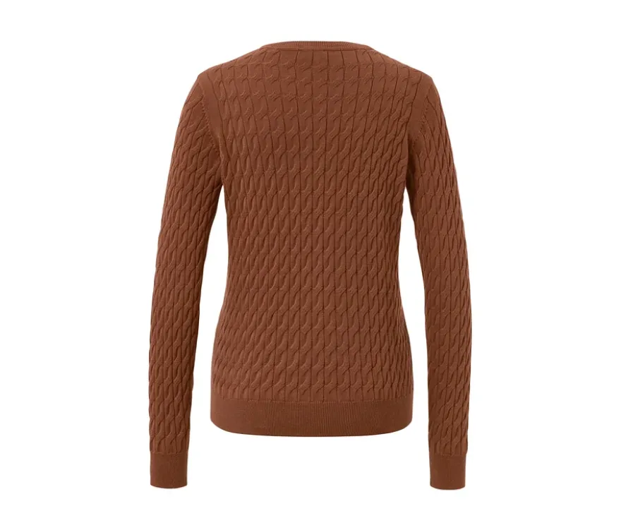 Zopfstrickpullover, cognac